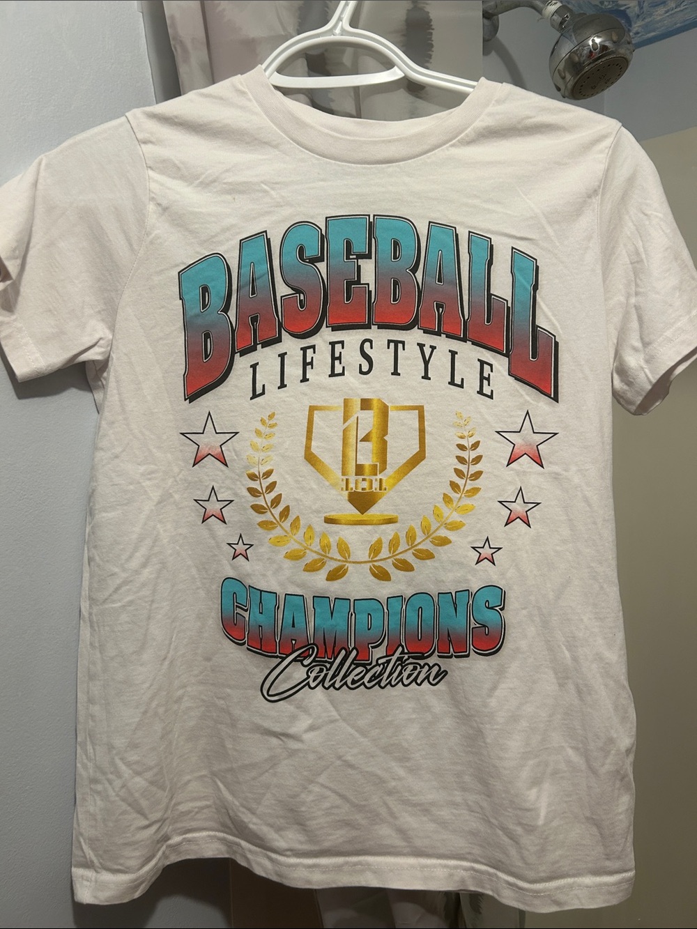 Baseball Lifestyle Champions Graphic Tee - White with Red & Blue Accents
